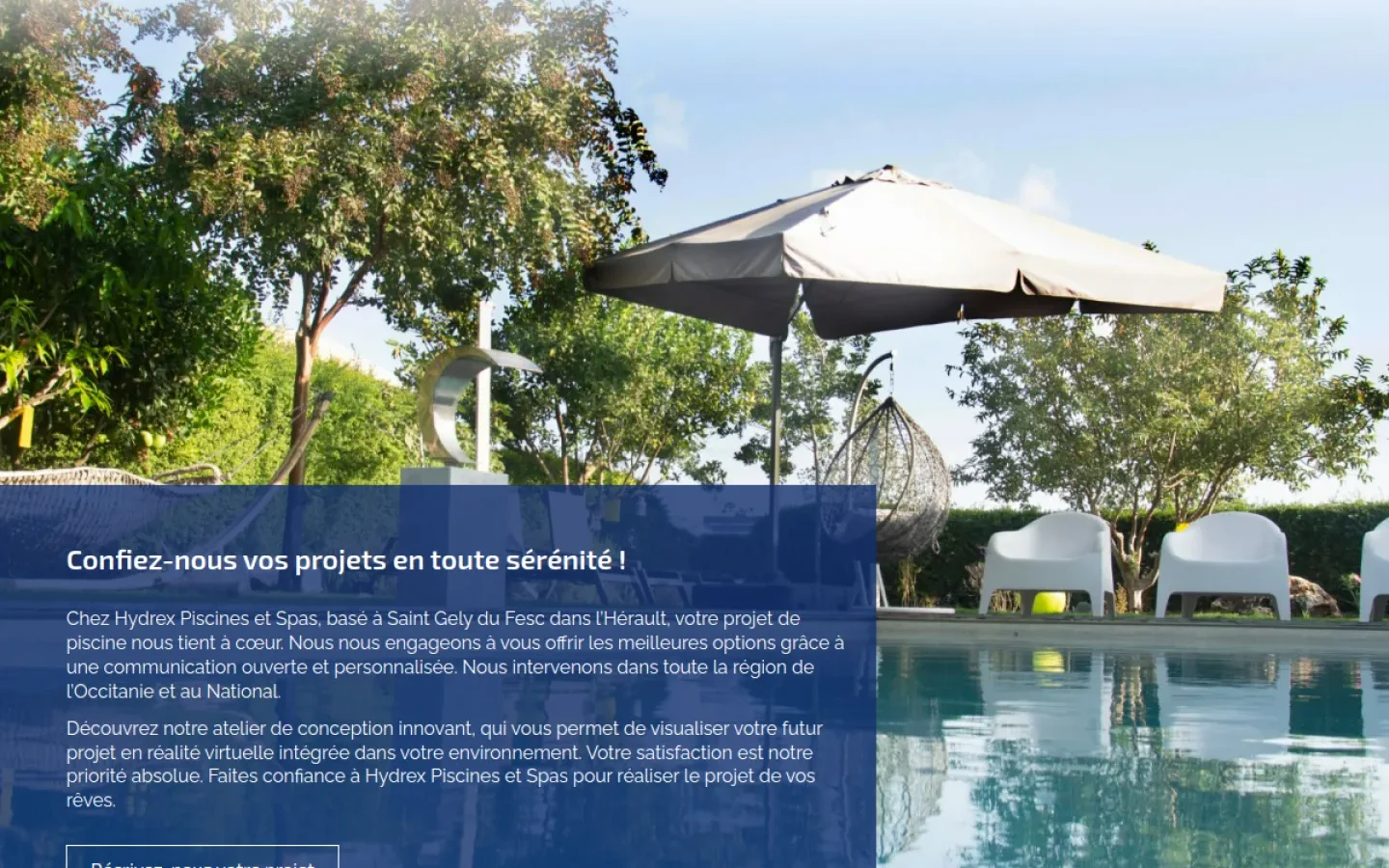 Capture du site Hydrex Piscines & Spas