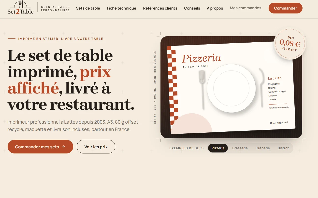 Capture du site Set2Table